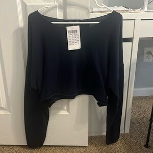 Brandy Melville Navy Blue Cropped Lightweight Sweater